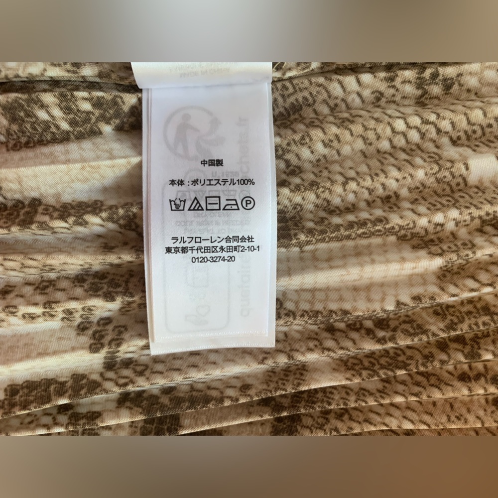 FINAL PRICE NWT Ralph Lauren Skirt: Brown Snake Print, Pleated Knee-Length Zip 8 - Picture 7 of 10
